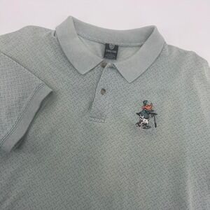 Warner Bros Studio Store Golf Polo Shirt Daffy Duck Embroidered Green Size L‎